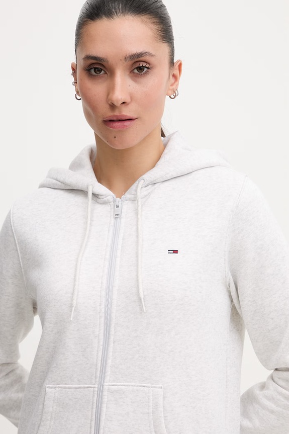 Tommy Jeans hanorac cu fermoar de femei gri DW0DW19729