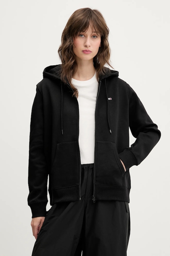 Tommy Jeans hanorac cu fermoar de damă negru DW0DW19729