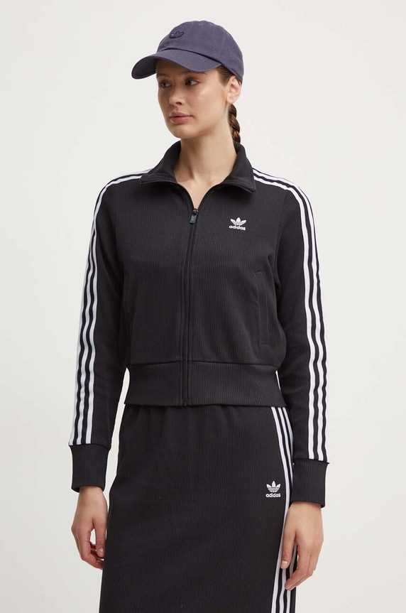 adidas Originals bluză Knitted Track Top cu modele negru IY7278