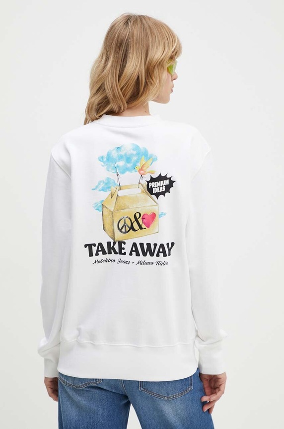 Ρούχα Βαμβακερή μπλούζα Moschino Jeans 1706.8233 λευκό