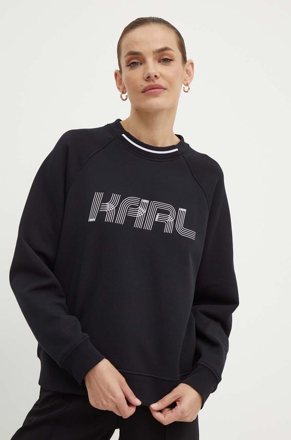 Karl Lagerfeld bluza bawełniana nadruk czarny 245W1803
