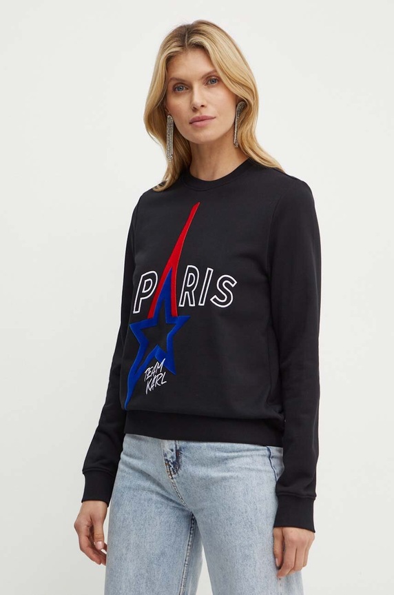 Karl Lagerfeld bluza bawełniana aplikacja czarny 245W1830
