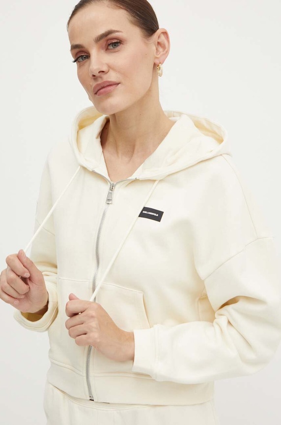 Karl Lagerfeld bluza bawełniana bawełna beżowy 245W2112