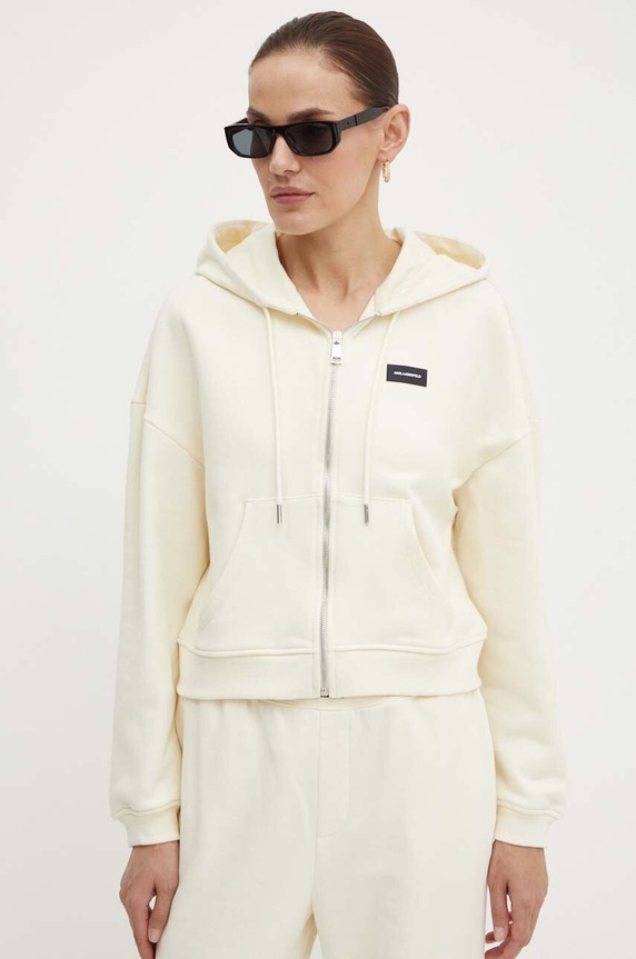 Karl Lagerfeld bluza bawełniana beżowy 245W2112