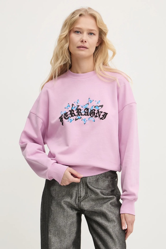 Chiara Ferragni felpa in cotone applique rosa 77CBIK08