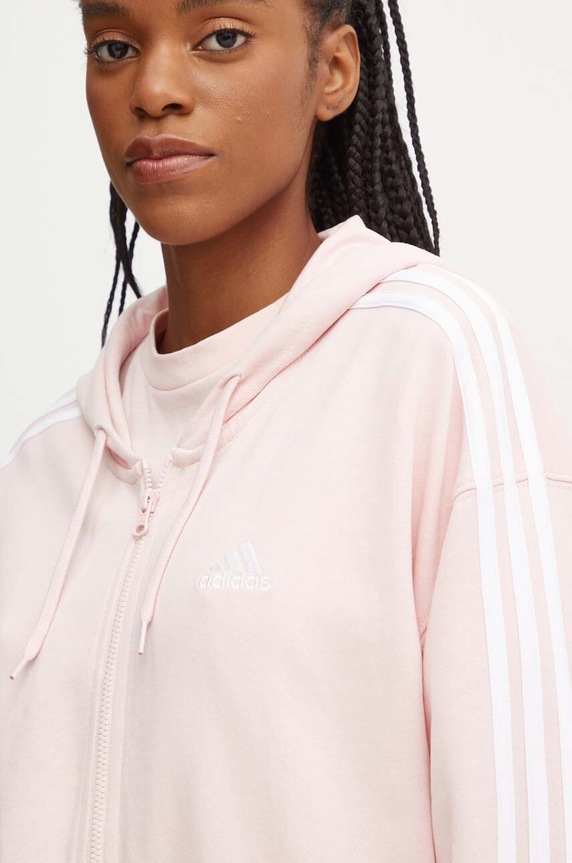 Βαμβακερή μπλούζα adidas Essentials ροζ IY7543