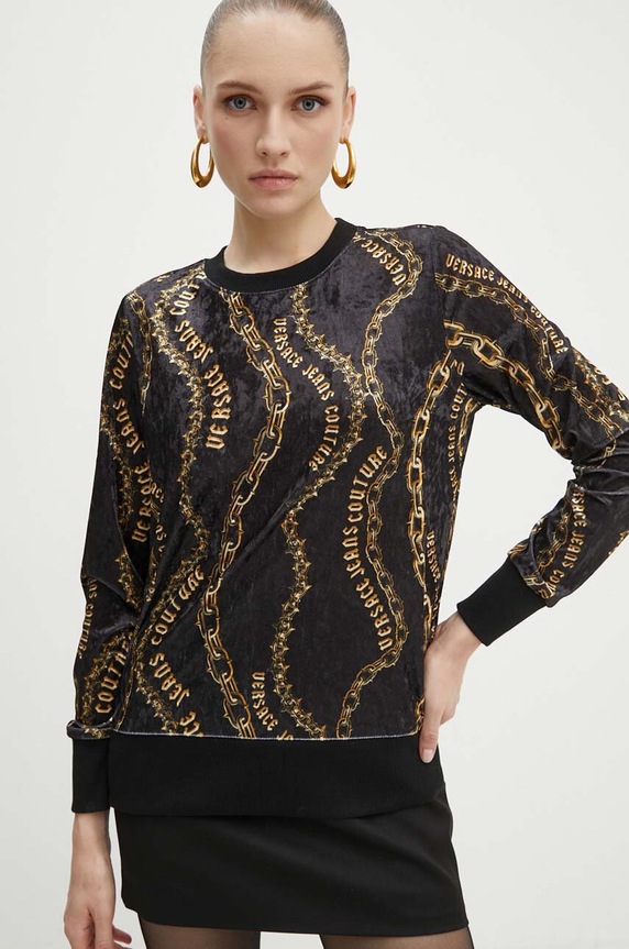 Velurová mikina Versace Jeans Couture černá 77HAI309.JS367