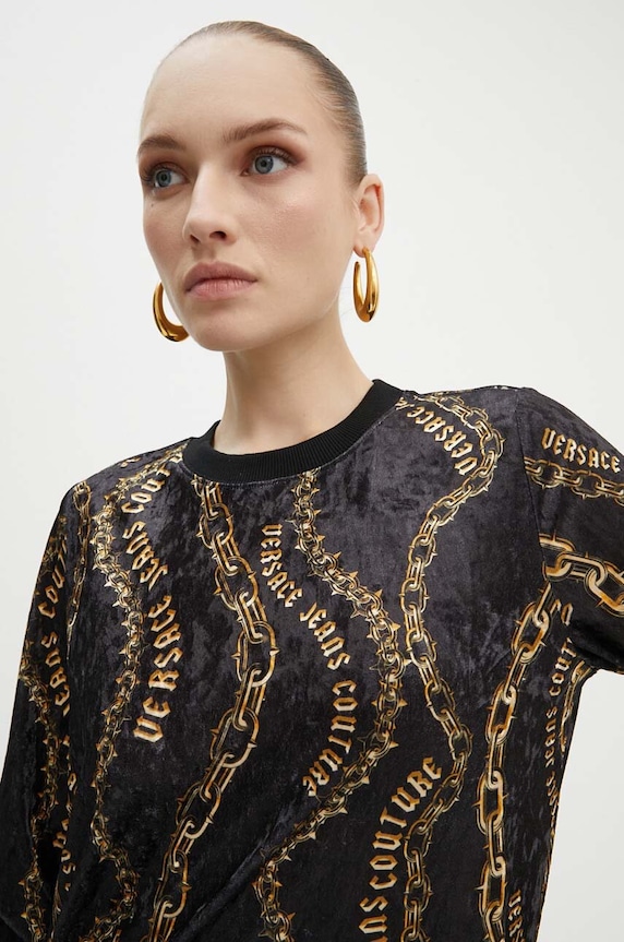Velurová mikina Versace Jeans Couture 77HAI309.JS367 černá