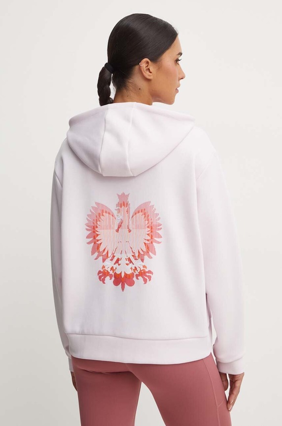 Tepláková mikina adidas Performance Poland s kapucí růžová JF6705