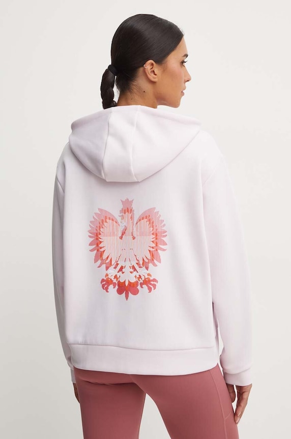 Tepláková mikina adidas Performance Poland s kapucí růžová JF6705