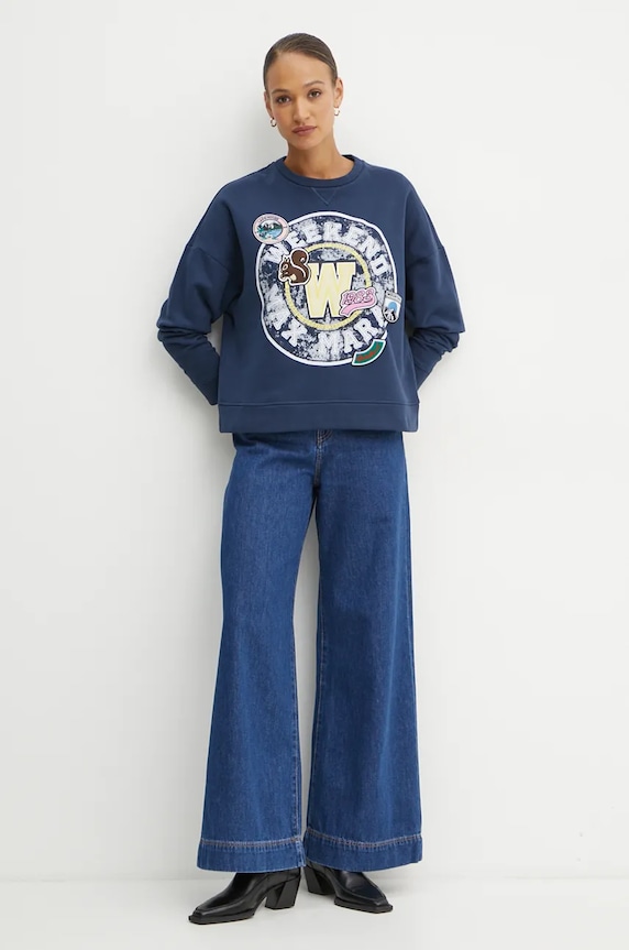 Памучен суичър Weekend Max Mara 2425926022600 тъмносин AW24