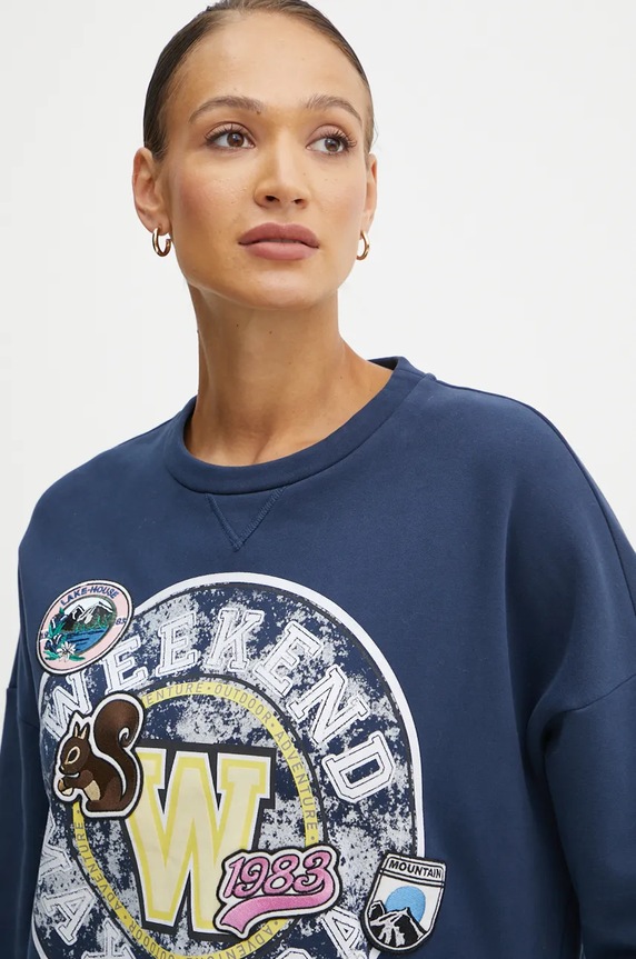 Памучен суичър Weekend Max Mara тъмносин 2425926022600