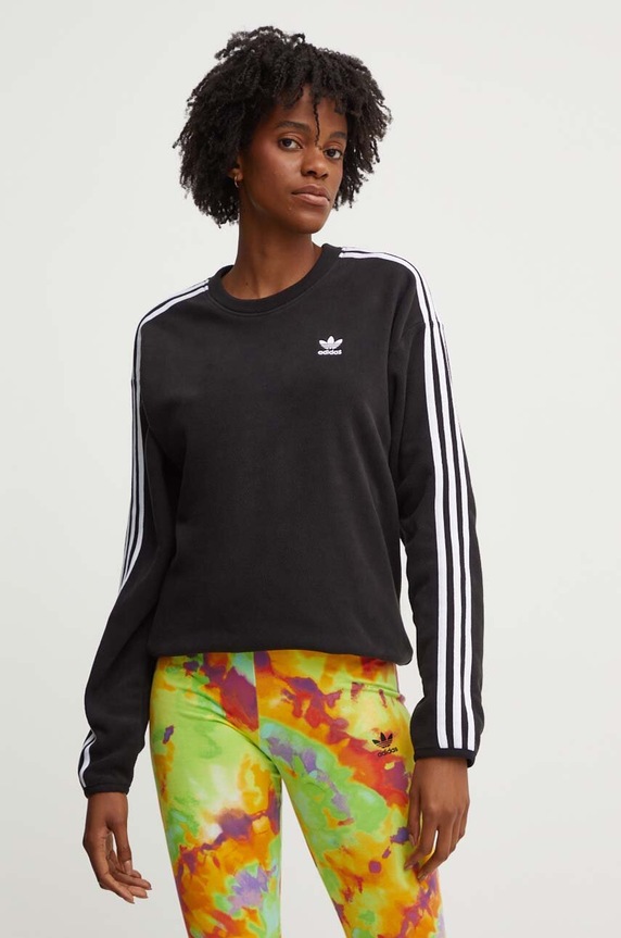 Fleecová mikina adidas Originals bez kapuce černá IY7271