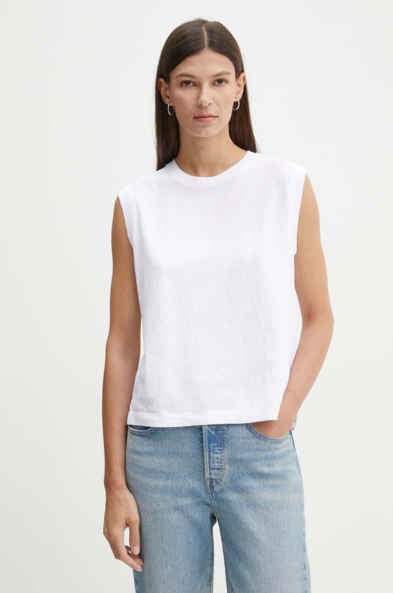 Levi's top bawełniany bawełna biały A8794