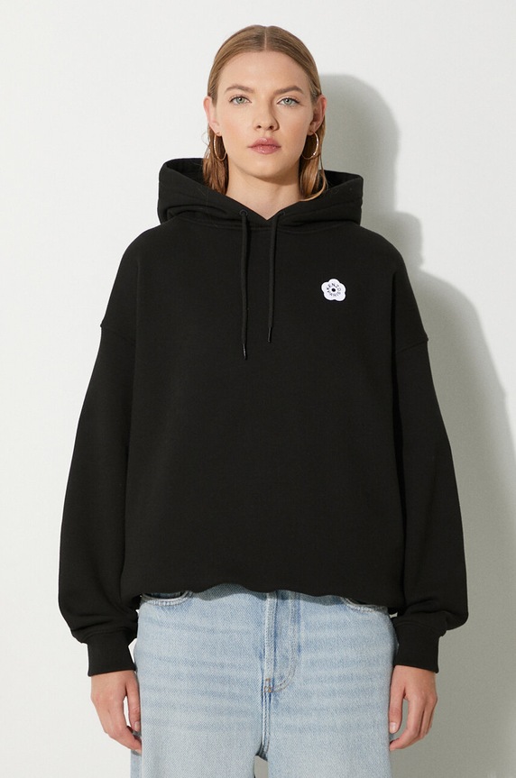 Kenzo felpa in cotone Boke Flower 2.0 applique nero FE62SW1494MB.99J