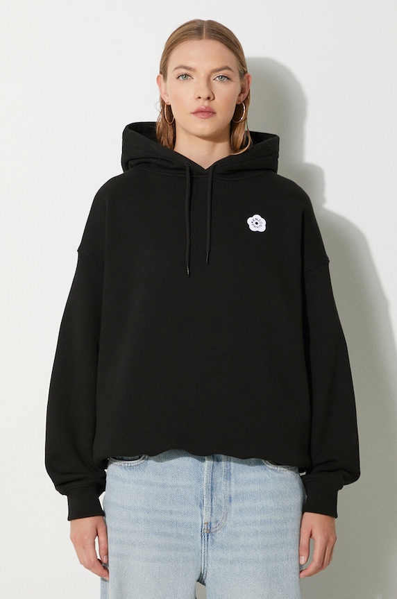 Kenzo felpa in cotone Boke Flower 2.0 applique nero FE62SW1494MB.99J