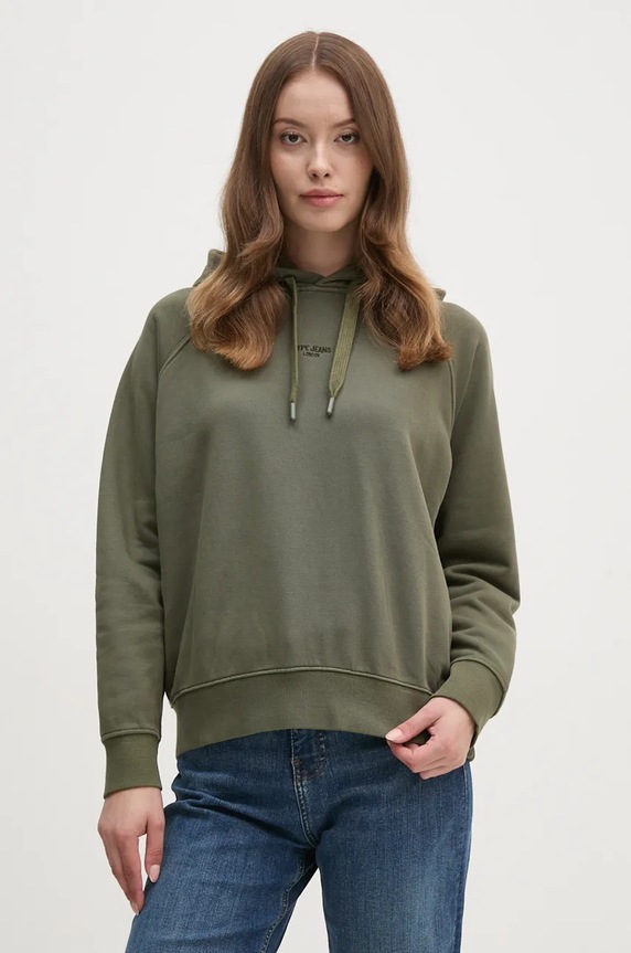 Mikina Pepe Jeans FELICITY HOODIE s kapucí zelená PL581462
