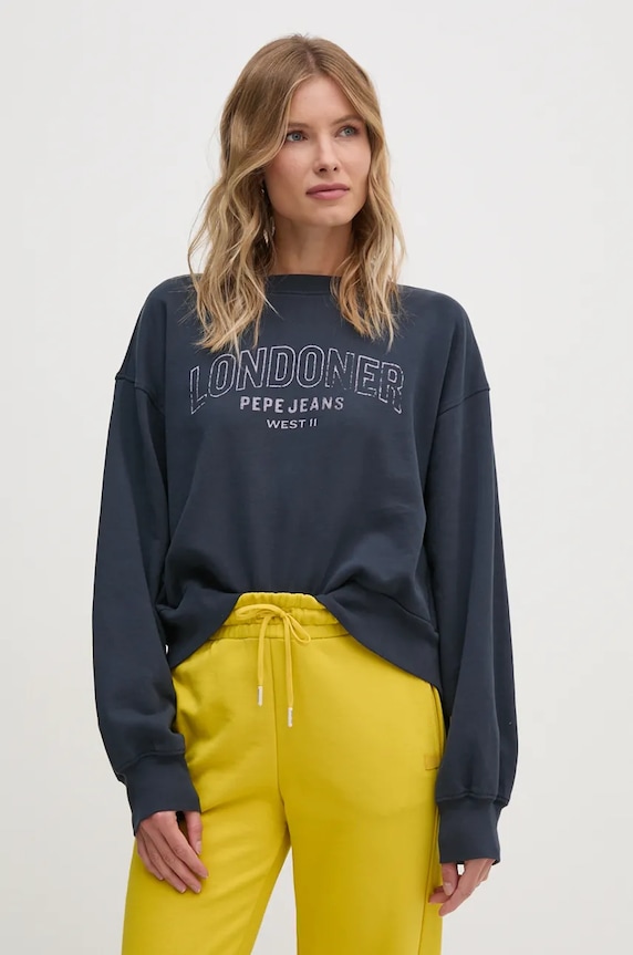 Pepe Jeans bluza bawełniana FIORELINA nadruk granatowy PL581464
