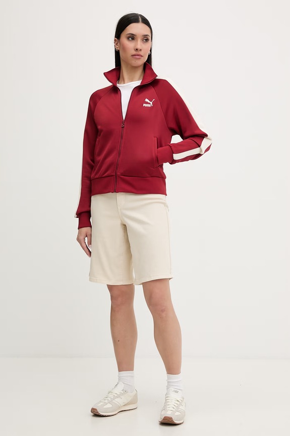 Puma Iconic T7 Track Jacket bluza rozpinana damska z bawełną 627994 czerwony AW24