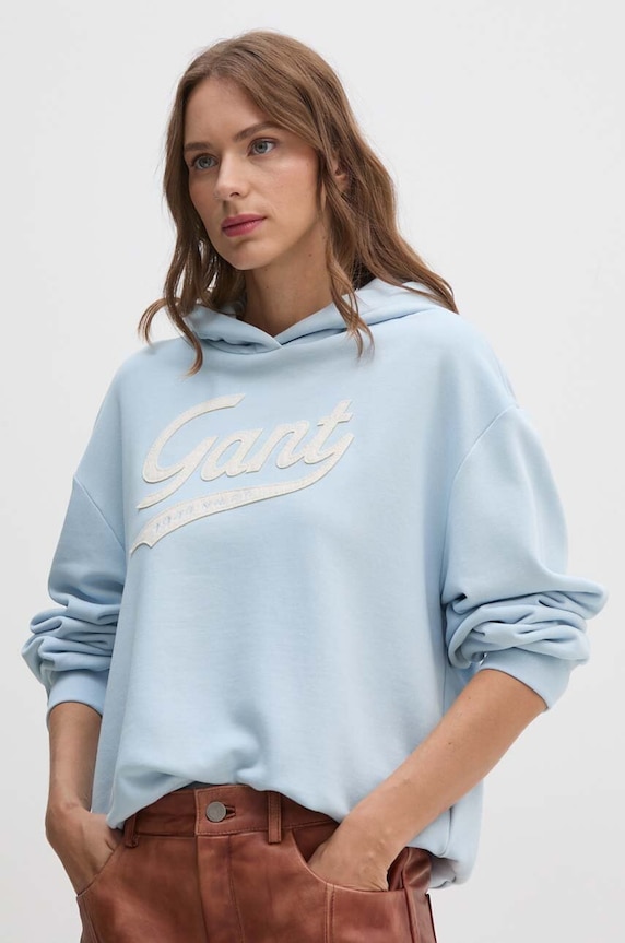 Gant bluza bawełniana z kapturem niebieski 4200489