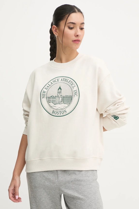 New Balance pamut melegítőfelső pamut bézs WT43553LIT