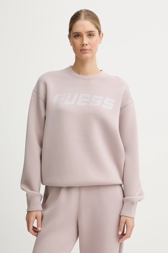 Mikina Guess CECILIA s elastanom ružová V4BQ15.K7UW2