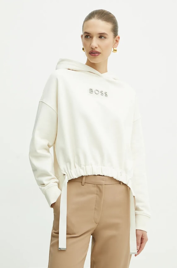 BOSS Orange bluza bawełniana z kapturem beżowy 50528690