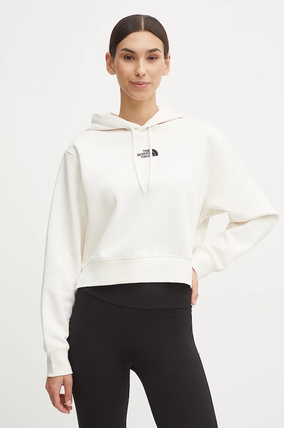 Mikina The North Face Essential Crop Hoodie s kapucí béžová NF0A89EXQLI1