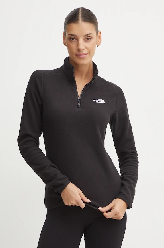 Спортен суичър The North Face 100 Glacier без качулка черен NF0A855M4H01