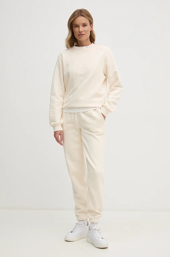Lacoste bluza bawełniana SF2565 beżowy AW24
