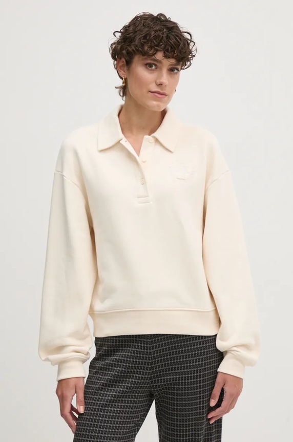 Lacoste bluza bawełniana bawełna beżowy SF2641