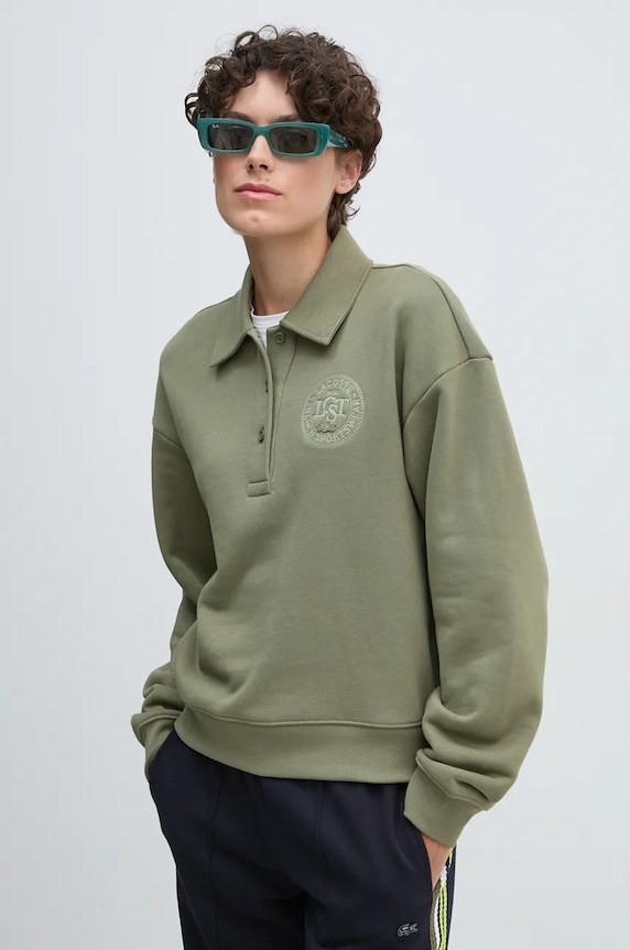 Lacoste cotton sweatshirt cotton green SF2641