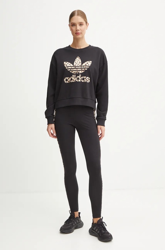 adidas Originals felpa in cotone Leopard Sweat IW8480 nero AW24