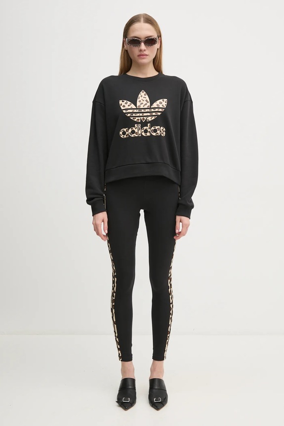 adidas Originals felpa in cotone Leopard Sweat IW8480 nero