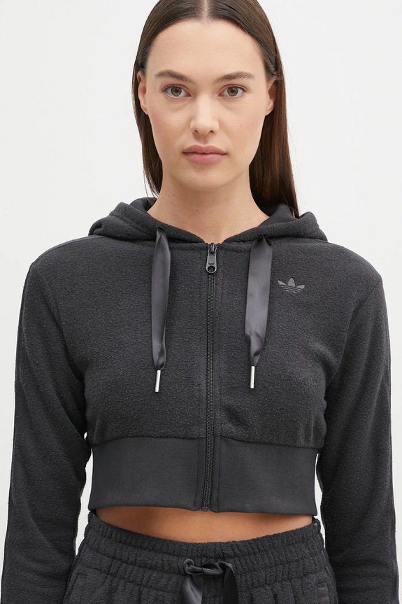 Mikina adidas Originals Femme Galore Short Fulzip Hoodie šedá JN3006