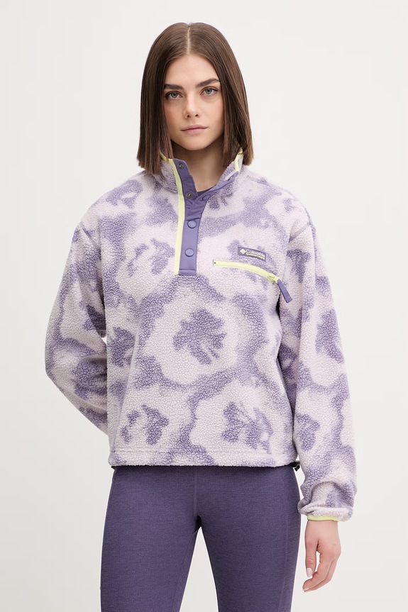 Columbia μπλούζα fleece Γυναικεία Helvetia χωρίς κουκούλα μωβ 2098501