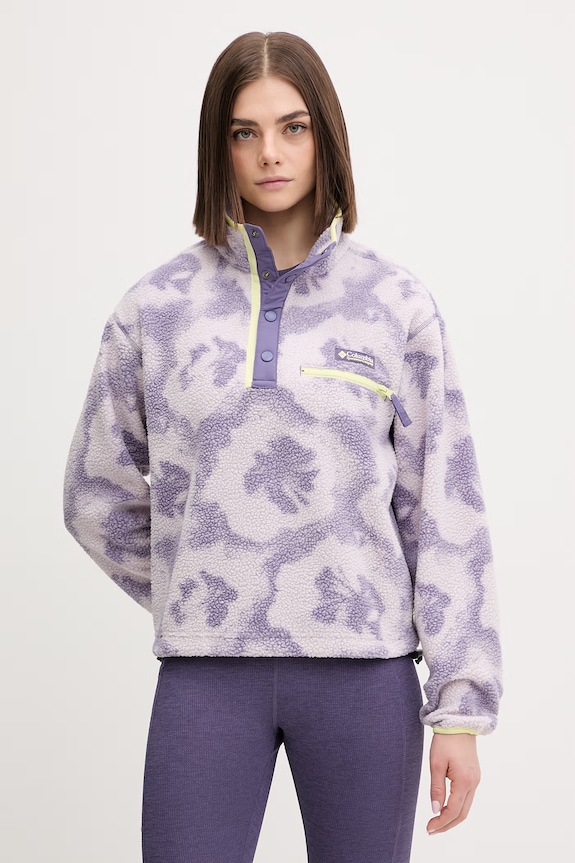 Columbia μπλούζα fleece Γυναικεία Helvetia χωρίς κουκούλα μωβ 2098501