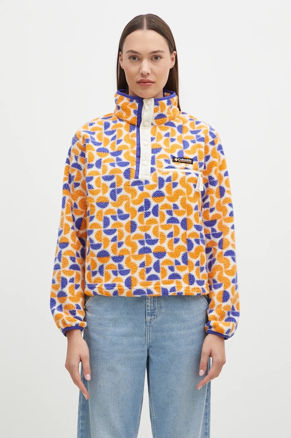 Columbia Helvetia fleece sweatshirt Women's all-over print orange 2098501