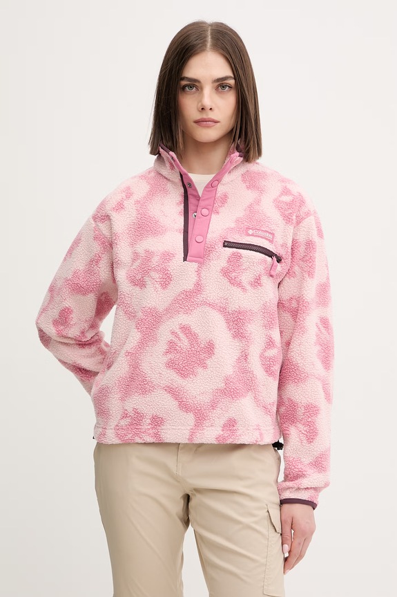 Columbia μπλούζα fleece Γυναικεία Helvetia χωρίς κουκούλα ροζ 2098501