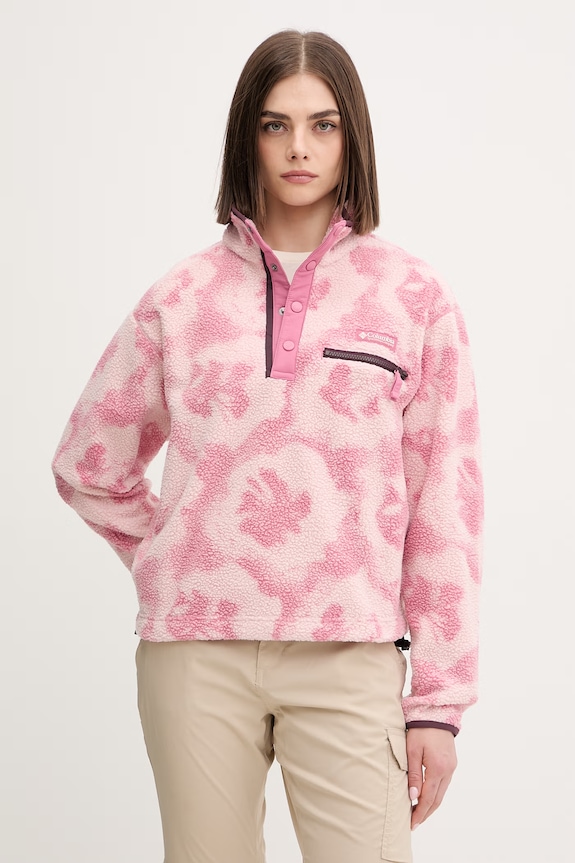 Columbia μπλούζα fleece Γυναικεία Helvetia χωρίς κουκούλα ροζ 2098501