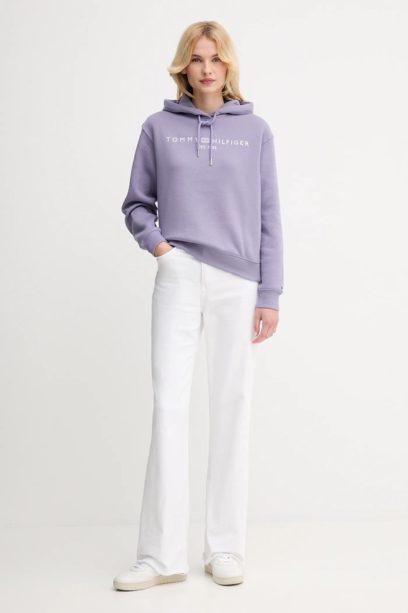 Μπλούζα Tommy Hilfiger WW0WW43598 μωβ AW25