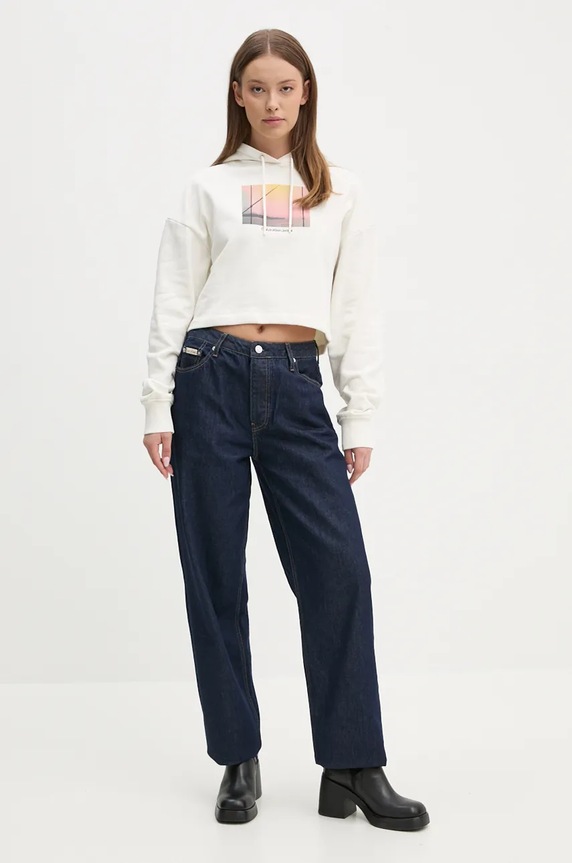 Памучен суичър Calvin Klein Jeans J20J224168 бежов NC24