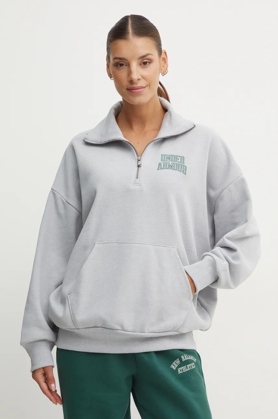 Mikina Under Armour Icon HWT Terry bez kapuce šedá 1386495