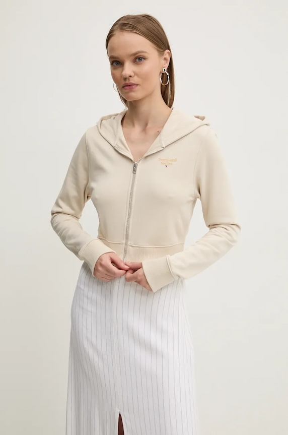 Mikina Tommy Jeans s kapucňou béžová DW0DW18769
