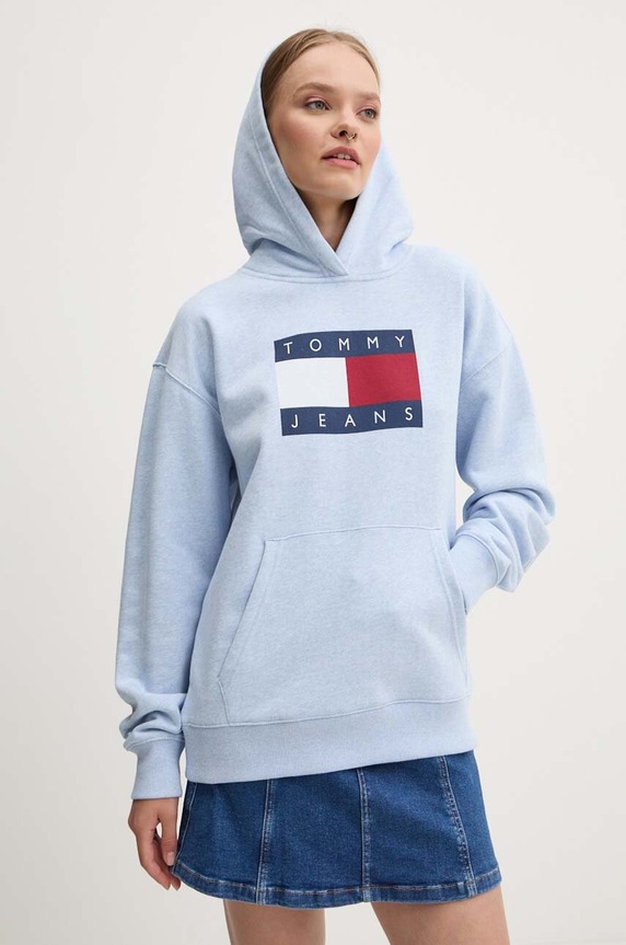 Mikina Tommy Jeans melanž modrá DW0DW19047