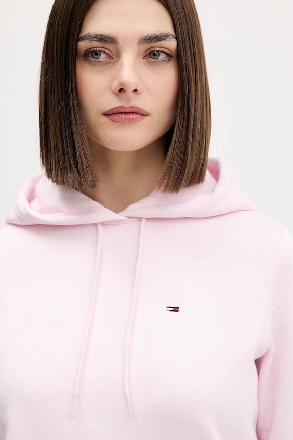 Tommy Jeans hanorac de damă cu bumbac roz DW0DW19958