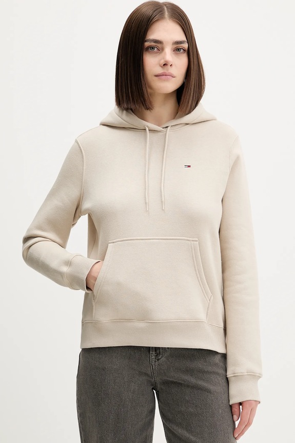 Tommy Jeans hanorac de damă cu bumbac bej DW0DW19958