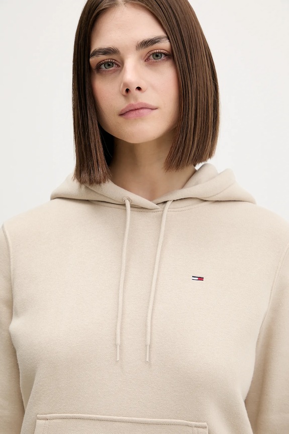 Tommy Jeans hanorac de damă cu bumbac bej DW0DW19958