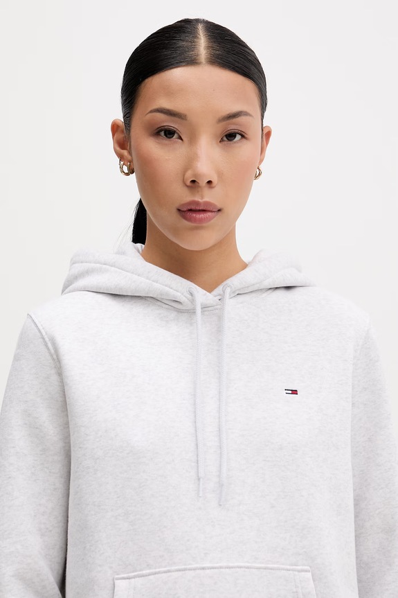 Tommy Jeans hanorac pentru femei, cu bumbac gri DW0DW19958
