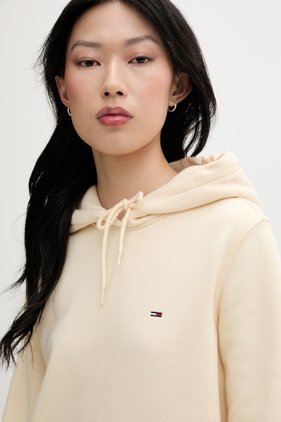 Tommy Jeans hanorac damă cu bumbac galben DW0DW19958
